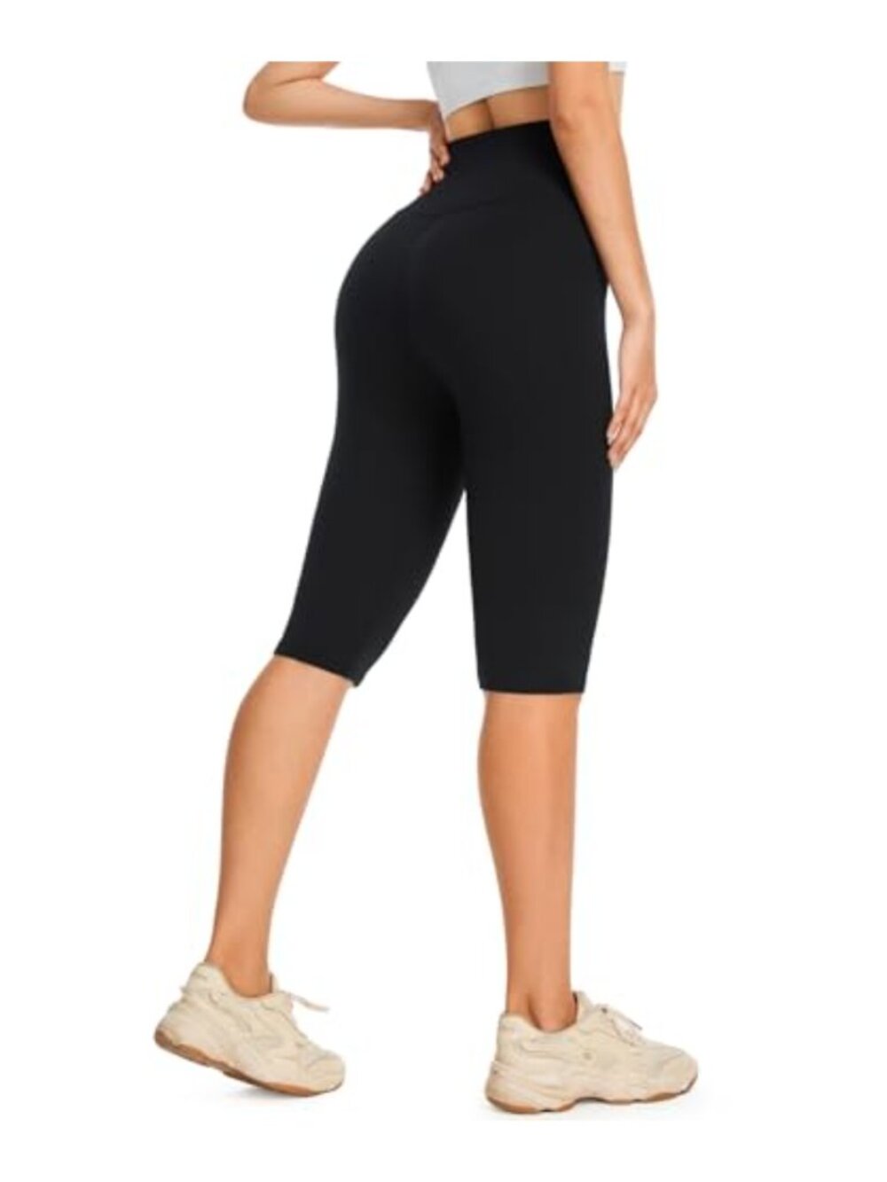 Capri Leggings High Waisted Yoga Pants Knee Length Tummy Control Gym